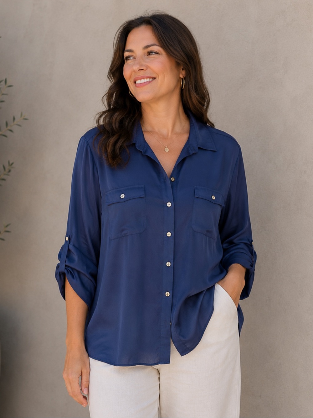 🎉5 for $45🎉 Jaclyn Smith silk top blouse shirt size XL